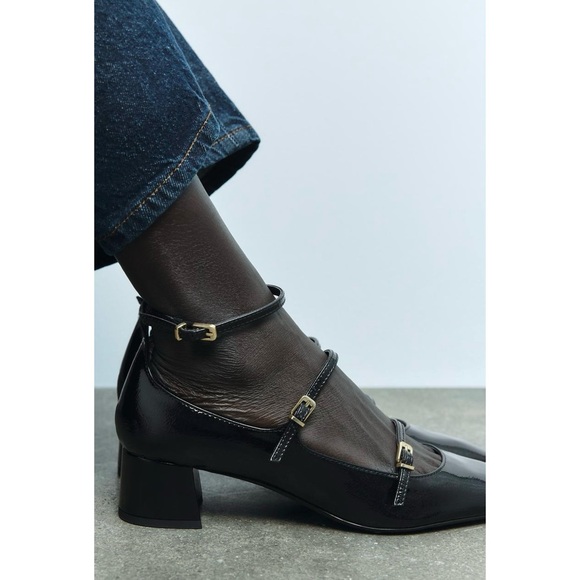 Zara Shoes - Zara black patent strappy maryjane heels